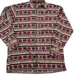 Shaver Lake Shirt Men's Small Aztec Navajo Long Sleeve Button-Up South West AOP
